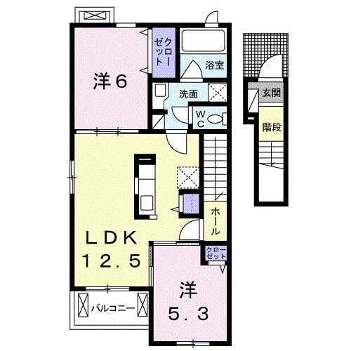 グレイス　ガーデン　Ⅰ 202｜静岡県袋井市高尾(賃貸アパート2LDK・2階・57.32㎡)の写真 その2