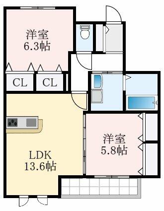 大阪府堺市南区豊田（アパート）の賃貸物件の間取り