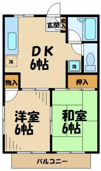 アップルハイツ 102｜神奈川県相模原市緑区二本松２丁目(賃貸アパート2DK・1階・40.07㎡)の写真 その2