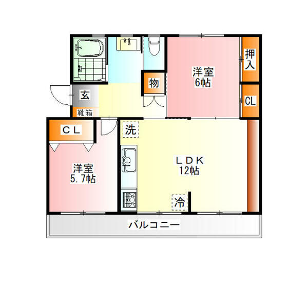 第二富士マンションＢ｜東京都日野市多摩平１丁目(賃貸マンション2LDK・3階・51.16㎡)の写真 その2