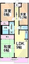 神奈川県川崎市多摩区栗谷１丁目（賃貸マンション3LDK・3階・60.00㎡） その2