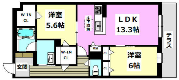 グランファミール箕面小野原 102｜大阪府箕面市小野原西２丁目(賃貸マンション2LDK・1階・64.92㎡)の写真 その2