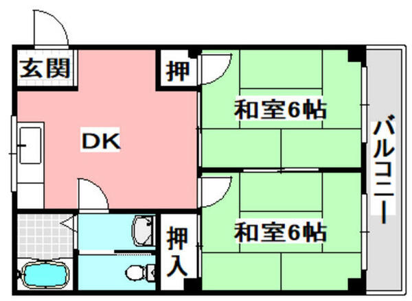 シャトーかわもと 101｜大阪府茨木市沢良宜東町(賃貸マンション2DK・1階・40.93㎡)の写真 その2