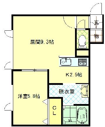 シャルマン 201｜北海道旭川市神楽五条５丁目(賃貸アパート1LDK・2階・38.16㎡)の写真 その2