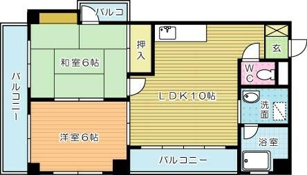 サンライズ片野 501｜福岡県北九州市小倉北区片野３丁目(賃貸マンション2LDK・5階・46.20㎡)の写真 その2