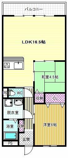 第５コーポ平野｜大阪府柏原市平野１丁目(賃貸マンション2LDK・3階・50.00㎡)の写真 その2