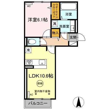 Ｄ－ＲＯＯＭ　ＳＰＥＲＡＮＺＡ 207｜大分県日田市亀山町(賃貸アパート1LDK・2階・42.93㎡)の写真 その2