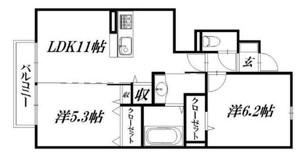 静岡県浜松市中央区笠井新田町(賃貸アパート2LDK・1階・52.51㎡)の写真 その2