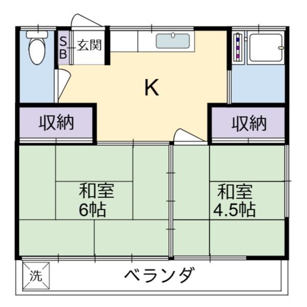 成塚アパート 201｜東京都小金井市東町１丁目(賃貸アパート2K・2階・34.70㎡)の写真 その2