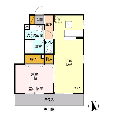 ラコントル　Ｂ 101｜栃木県小山市大字羽川(賃貸アパート1LDK・1階・42.38㎡)の写真 その2