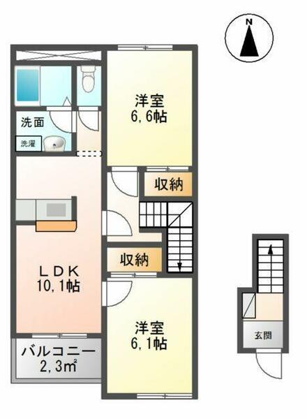 ラトゥール｜宮城県黒川郡大和町吉岡東２丁目(賃貸アパート2LDK・2階・55.15㎡)の写真 その2