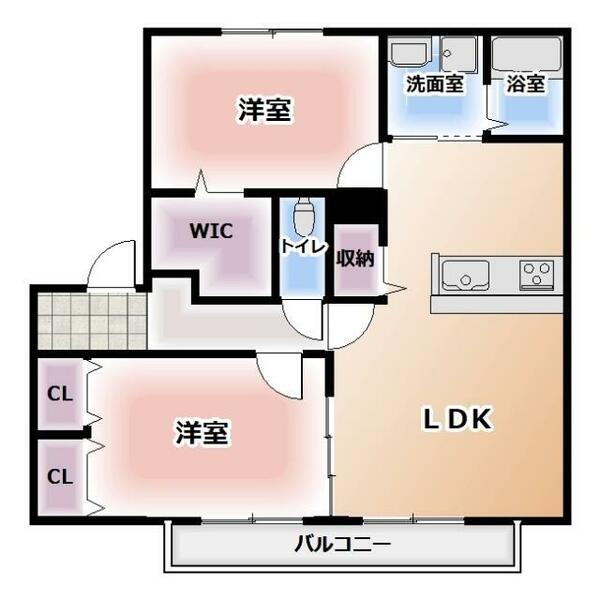 ランドハイム五林 201｜愛知県岩倉市八剱町五林(賃貸アパート2LDK・2階・62.93㎡)の写真 その2