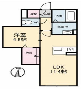 シャーメゾン琴 101｜愛媛県新居浜市一宮町１丁目(賃貸アパート1LDK・1階・41.00㎡)の写真 その2