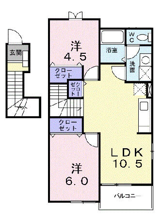 キャピタル広瀬　Ⅱ 201｜宮城県黒川郡大和町吉岡字道下(賃貸アパート2LDK・2階・51.67㎡)の写真 その2