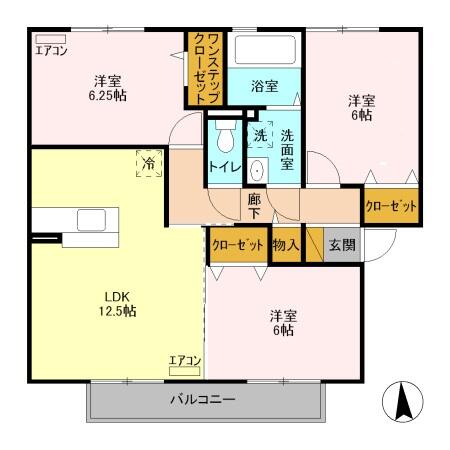 エスペランサ　Ａ 203｜群馬県みどり市笠懸町鹿(賃貸アパート3LDK・2階・70.21㎡)の写真 その2