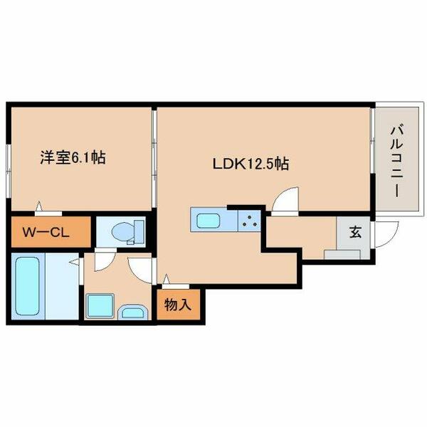 奈良県橿原市木原町(賃貸アパート1LDK・1階・44.70㎡)の写真 その2