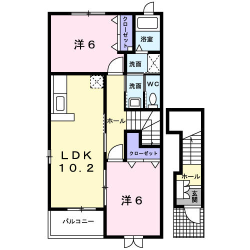 グランメール大善Ⅰ　Ｃ 201｜宮城県黒川郡大和町吉岡東２丁目(賃貸アパート2LDK・2階・57.02㎡)の写真 その2