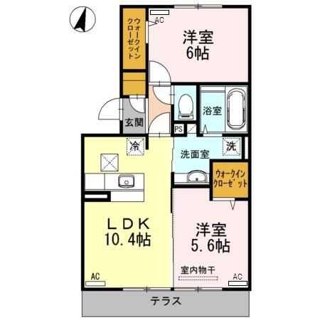 レチエⅢ 103｜大分県中津市沖代町１丁目(賃貸アパート2LDK・1階・53.48㎡)の写真 その2