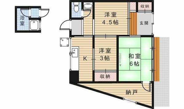 大阪府池田市畑４丁目(賃貸アパート2SDK・1階・30.00㎡)の写真 その2