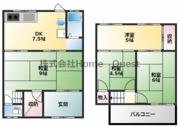 柏原市法善寺４丁目テラス西側 1｜大阪府柏原市法善寺４丁目(賃貸テラスハウス4DK・--・61.80㎡)の写真 その2