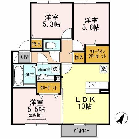 熊本県上益城郡御船町大字小坂(賃貸アパート3LDK・2階・61.82㎡)の写真 その2