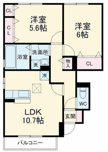 千葉県野田市桜の里３丁目(賃貸アパート2LDK・1階・55.73㎡)の写真 その2