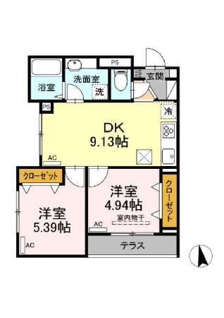 東京都新宿区下落合４丁目(賃貸アパート2DK・1階・45.53㎡)の写真 その2