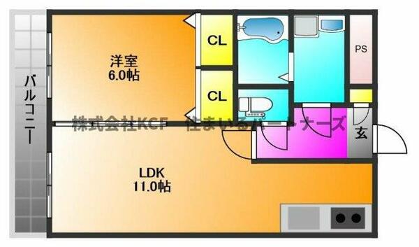 セレンディピティ 303｜福岡県久留米市上津２丁目(賃貸マンション1LDK・3階・42.00㎡)の写真 その2