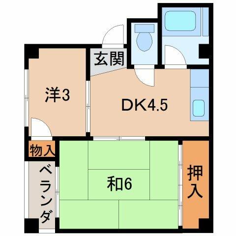 Ｍ２マンション｜和歌山県和歌山市南片原１丁目(賃貸マンション2DK・4階・32.00㎡)の写真 その2