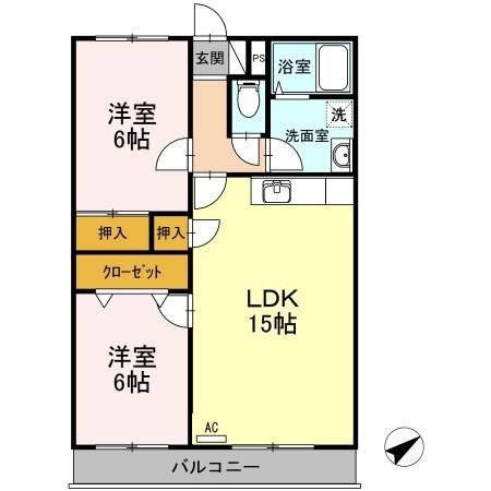 ウエルス富任 105｜山口県下関市富任町６丁目(賃貸アパート2LDK・1階・60.65㎡)の写真 その2