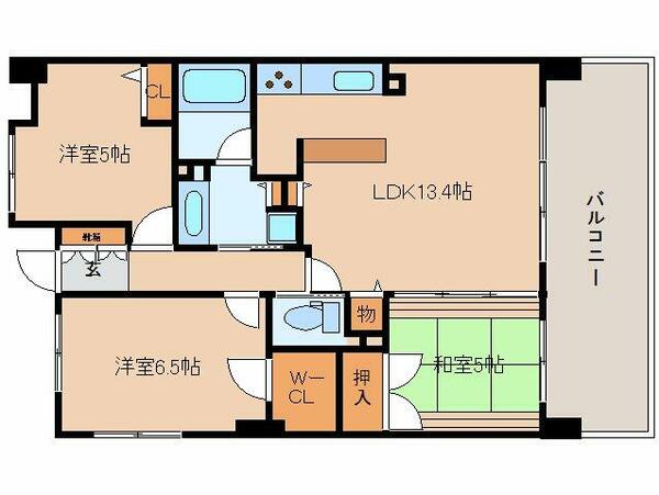 レイセニット奈良グランヴェルジェ 203｜奈良県奈良市肘塚町(賃貸マンション3LDK・2階・67.91㎡)の写真 その2