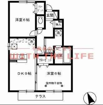 ウィズテリア B107｜福岡県久留米市高良内町(賃貸アパート2LDK・1階・52.33㎡)の写真 その2