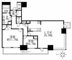 シエリアタワー千里中央 2605 ｜ 大阪府豊中市新千里東町１丁目（賃貸マンション2LDK・26階・96.58㎡） その2