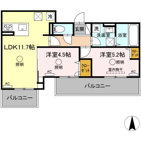 ルピナスシーサイド　Ｄ棟 102｜熊本県荒尾市大島(賃貸アパート2LDK・1階・49.93㎡)の写真 その2