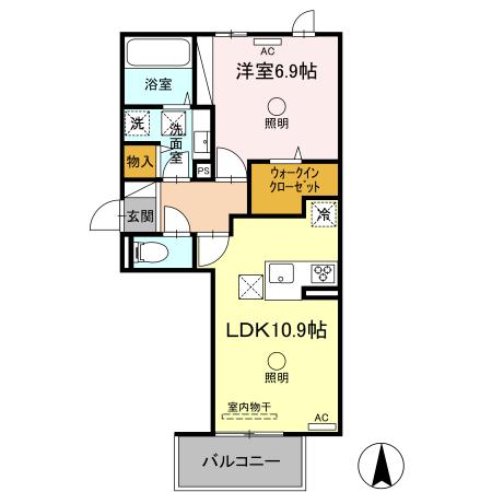 ルピナスシーサイド　Ｄ棟 105｜熊本県荒尾市大島(賃貸アパート1LDK・1階・45.80㎡)の写真 その2