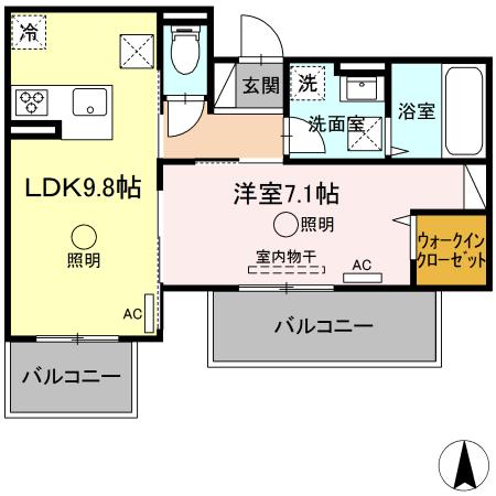 ルピナスシーサイド　Ｄ棟 106｜熊本県荒尾市大島(賃貸アパート1LDK・1階・41.59㎡)の写真 その2