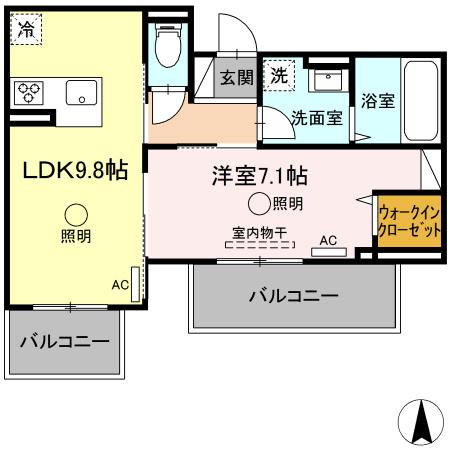 ルピナスシーサイド　Ｄ棟 306｜熊本県荒尾市大島(賃貸アパート1LDK・3階・41.59㎡)の写真 その2