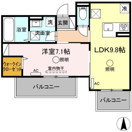 ルピナスシーサイド　Ｅ棟 102｜熊本県荒尾市大島(賃貸アパート1LDK・1階・41.59㎡)の写真 その2