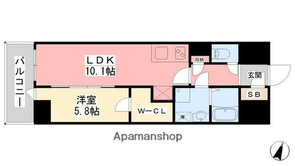 愛媛県松山市築山町(賃貸マンション1LDK・11階・42.91㎡)の写真 その2