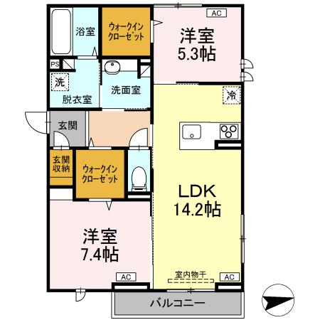 アーネスト安宅 202｜徳島県徳島市安宅１丁目(賃貸アパート2LDK・2階・69.22㎡)の写真 その2