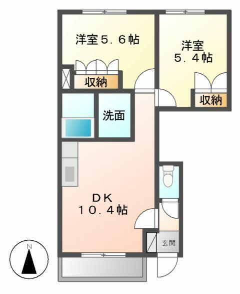 静岡県藤枝市高岡３丁目(賃貸アパート2LDK・1階・47.85㎡)の写真 その2