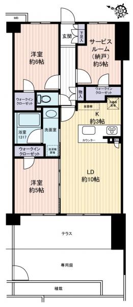 サンクレイドル大宮｜埼玉県さいたま市中央区上落合８丁目(賃貸マンション2SLDK・1階・63.60㎡)の写真 その2