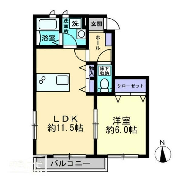 ベルリード一忠　Ⅱ 102｜愛媛県新居浜市田所町(賃貸アパート1LDK・1階・41.41㎡)の写真 その2