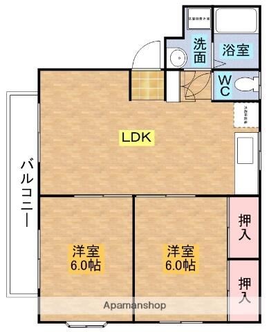 ＡＰＰＬＥＨＯＵＳＥ１ 102｜栃木県那須塩原市東三島１丁目(賃貸アパート2LDK・1階・51.34㎡)の写真 その2