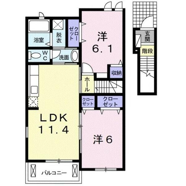 ベネフィット　レジデンスⅢ　Ｂ｜和歌山県和歌山市山口西(賃貸アパート2LDK・2階・57.12㎡)の写真 その2