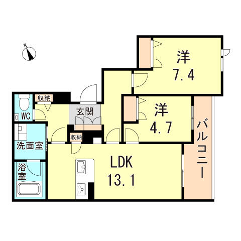 兵庫県西宮市甲子園砂田町(賃貸マンション2LDK・3階・63.35㎡)の写真 その2