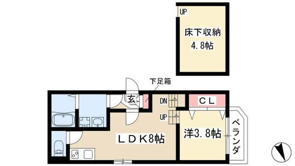 Ｐｒｅｓｔｉｇｅ原 101｜愛知県名古屋市天白区平針５丁目(賃貸アパート1LDK・1階・34.20㎡)の写真 その2