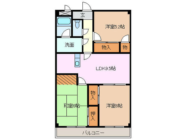 三重県津市柳山津興(賃貸マンション3LDK・2階・62.00㎡)の写真 その2