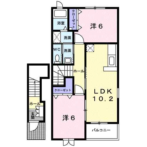 ファンタジア　Ａ 204｜香川県三豊市詫間町詫間(賃貸アパート2LDK・2階・57.02㎡)の写真 その2