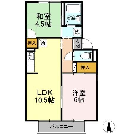 サンコーポプレジール　Ａ棟 102｜大分県別府市大字内竈(賃貸アパート2LDK・1階・49.68㎡)の写真 その2